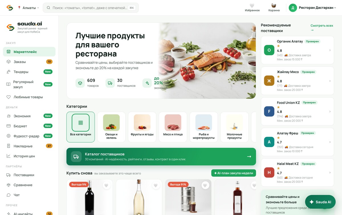 Маркетплейс ресторана